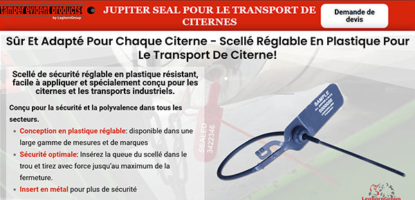 JUPITER SEAL POUR LE TRANSPORT DE CITERNES